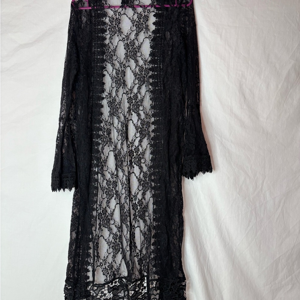 Polly & Esther women’s swim coverup sizeM lace/crochet, bell sleeves - Picture 4 of 10